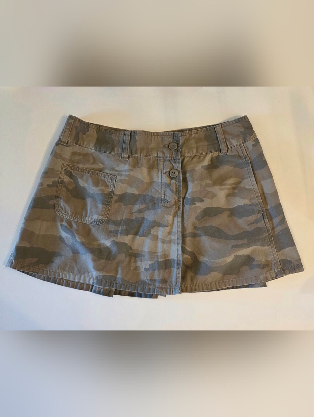 American Eagle Vintage Y2K Camo Mini Skirt Women's 8 Cotton Flap Front EUC
